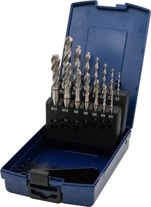 Bohrersatz, Gewindebohrer+Sprialbohrer, DIN 371/376 C, 39° RSP, Rotring, 14 teilig