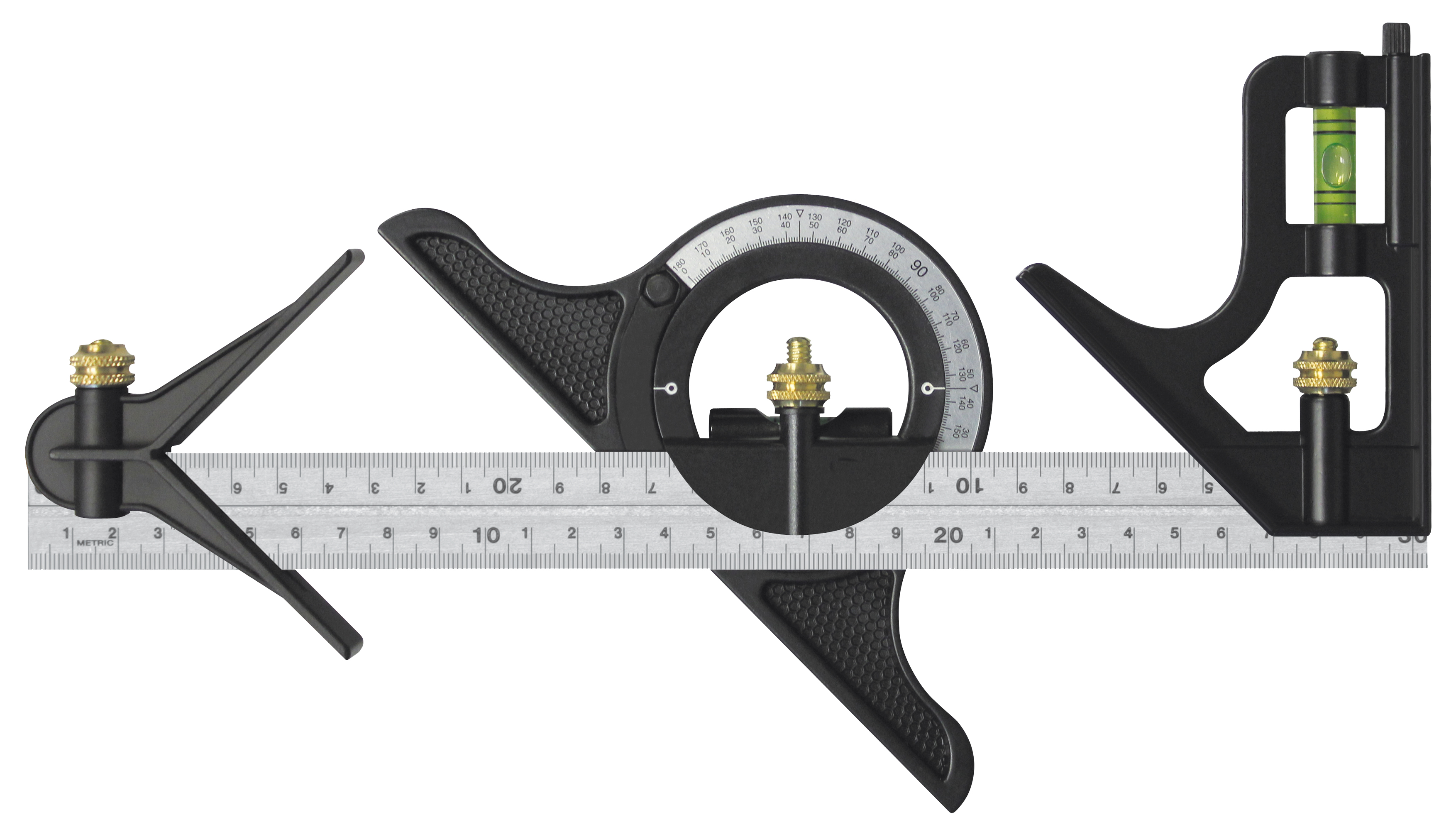Kombinationswinkel mit Wasserwaage und Winkelmessgerät (300 mm)