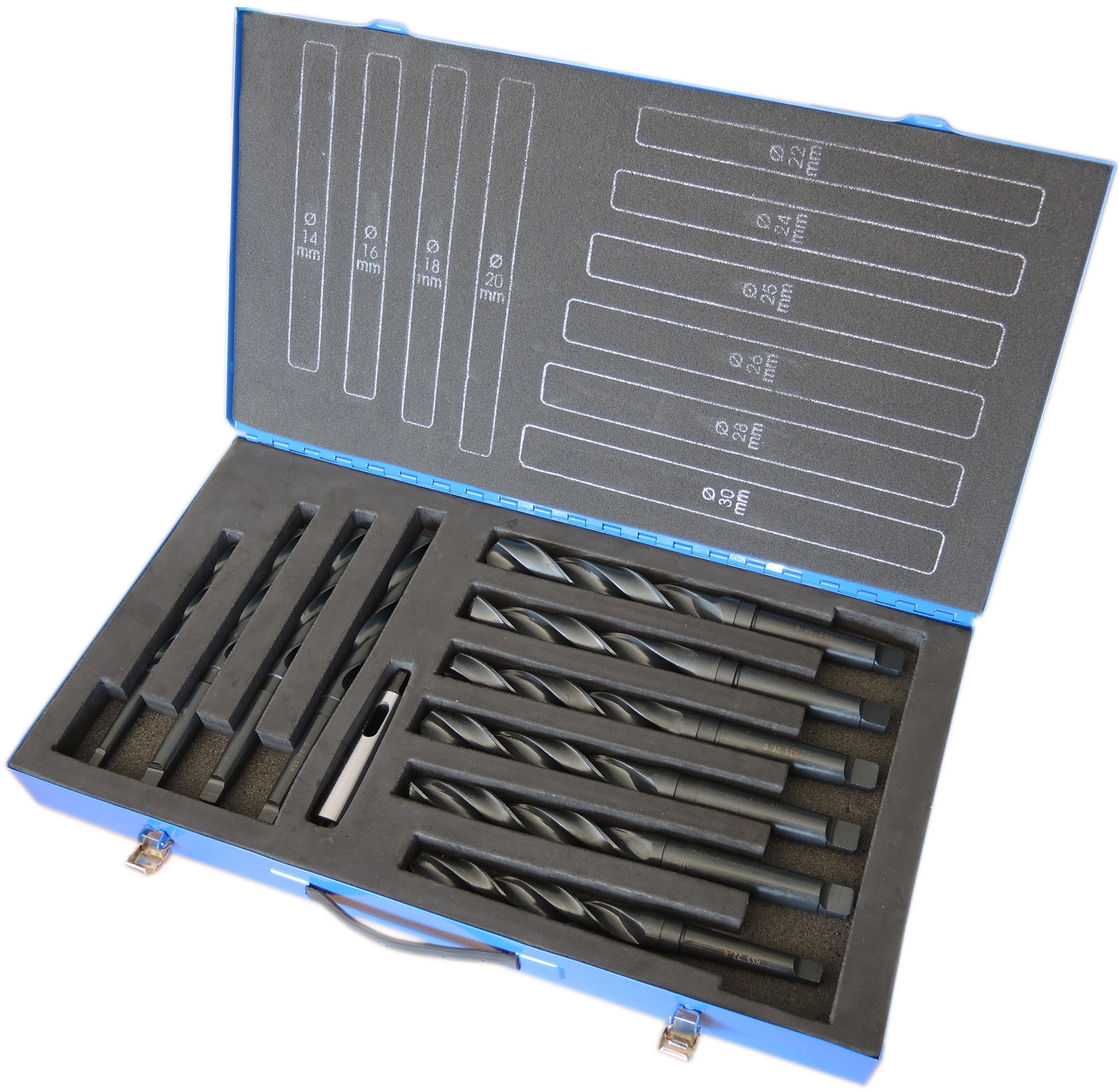 PROFI-DIN 345 Spiralbohrer, HSS, gefräst, schwarz, Kegelmantelanschliff 11-teilig in Metall-Magazin-