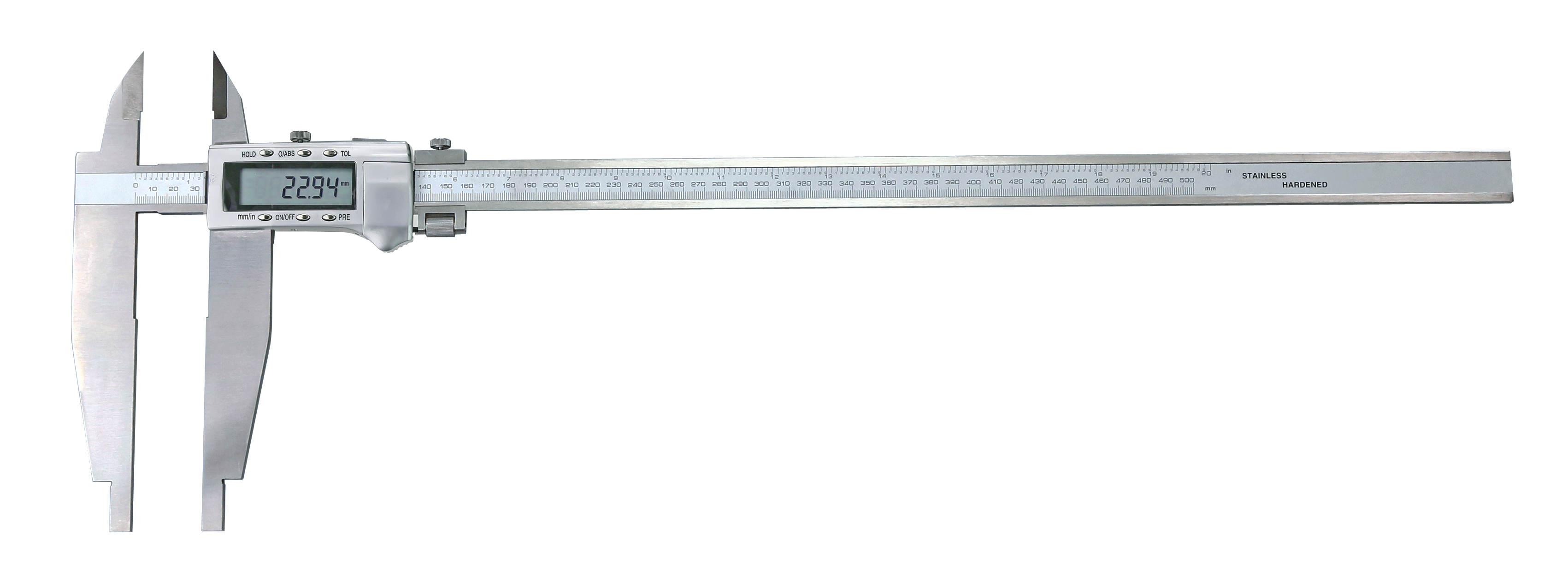 Digital-Werkstatt-Messschieber / Schieblehre mit Spitzen und Feineinstellung, PRESET-Funktion, ABS