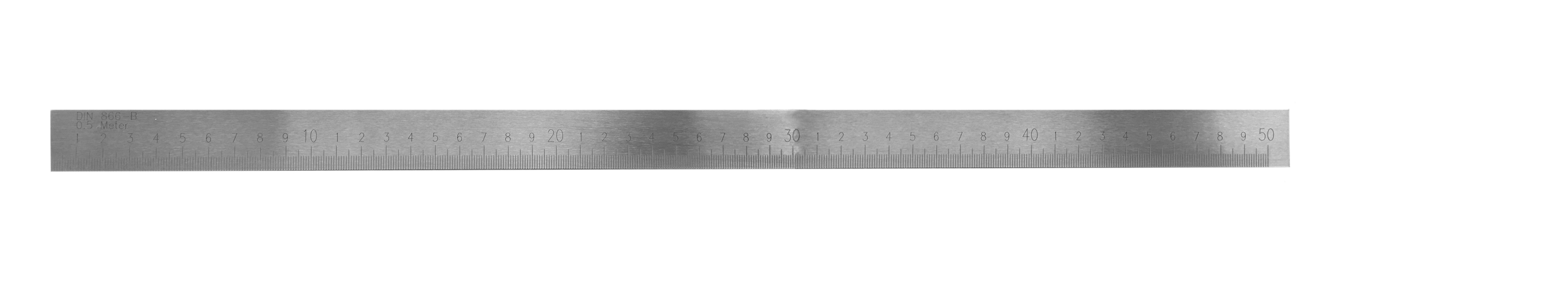 Arbeitsmaßstäbe DIN 866/2 = B, aus Werkzeugstahl oder Inox, mit mm-Teilung, 500 - 1000 mm
