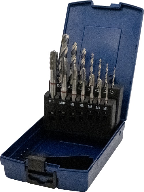 Bohrersatz, Gewindebohrer +Sprialbohrer, DIN 371/376 B Rotring, 14 teilig