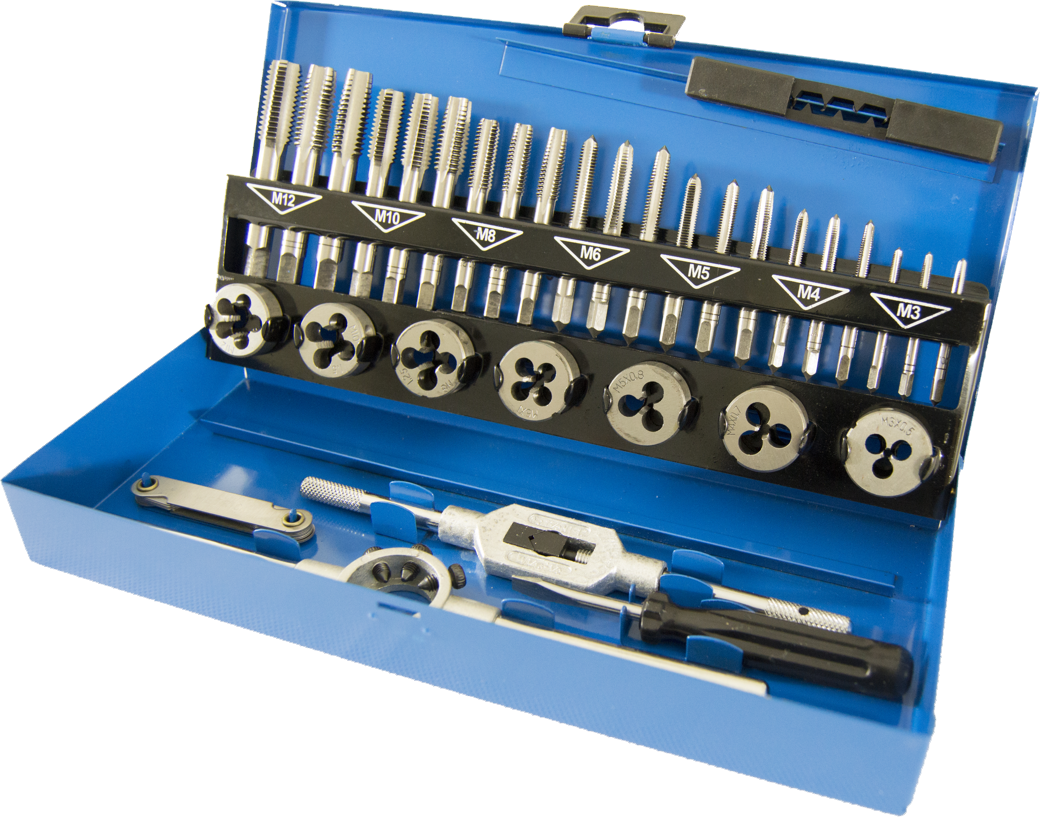 HSS Gewindeschneide-Sortiment, Basic, M3 - M12, DIN 352,Stahlblechkassette