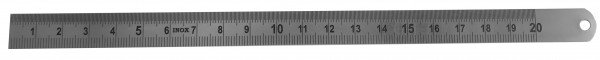 Rostfreie Stahlmaßstäbe, Inox, beidseitige Teilung mm + 1/2 mm, Werksnorm