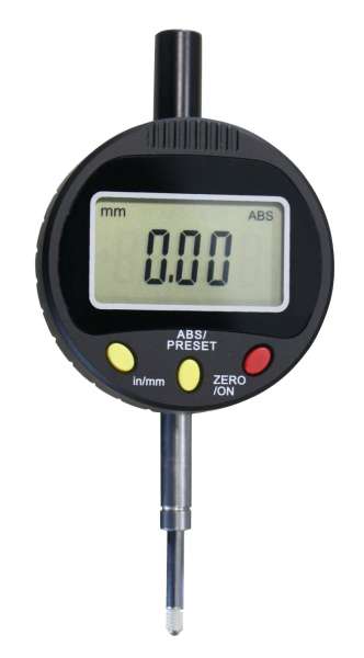 Digital-Messuhr, 12,5 mm oder 25,4 mm, ABS und PRESET- Funktion, Ablesung 0,01 oder 0,001 mm