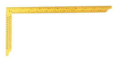 Zimmermannswinkel pulverbeschichtet (gelb), 35 mm breit, mit Anreißlöchern