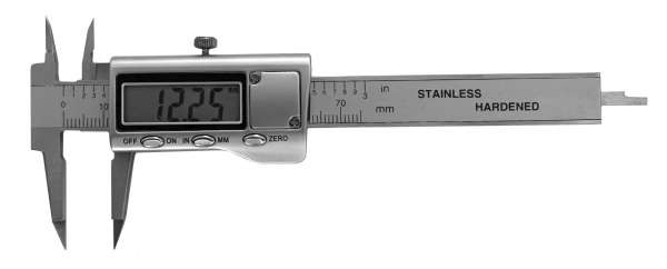 Digitaler Messschieber, Messbereich 70 mm, mit extra schmalem Messschnabel und Kreuzspitzen