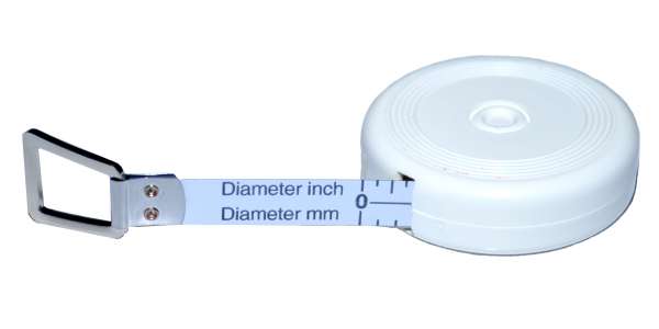 Durchmesser-Taschenrollbandmaß Bandstahl 10 mm breit, 2 m + Durchmesser