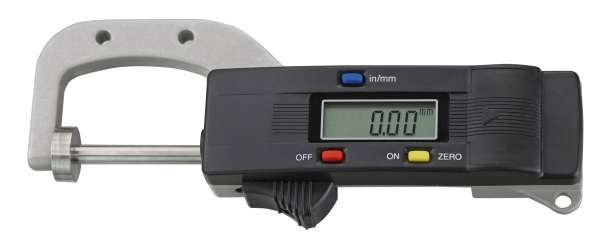 Digital-Dicken-Messgerät, Ablesung 0,01 mm oder 0,0005”, Ausladung 25mm