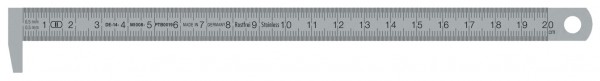 Rostfreie Maßstäbe mit Anschlaghaken 90°, DIN 2004/22 EGII, Größen: 200 - 500 mm