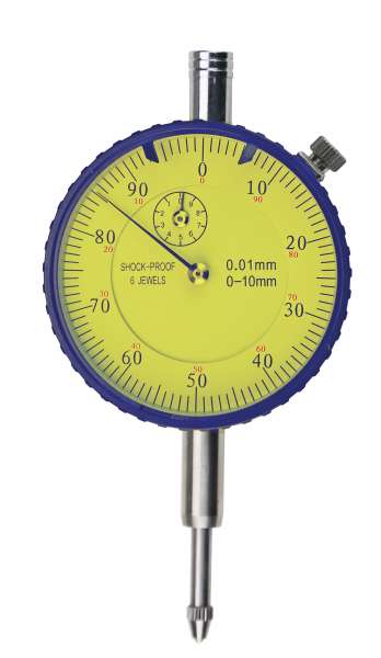 Messuhr DIN 878, Messbereich 10 mm, stoßgeschützt, Abl. 0,01 mm